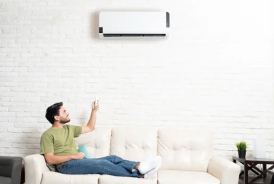 Adjusting the temperature with a mini split AC system.